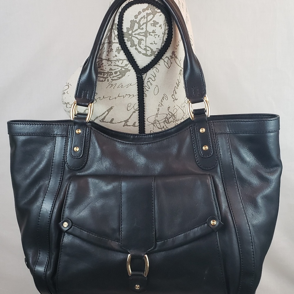 Cole Haan Black Leather X/L Tote Shoulder bag